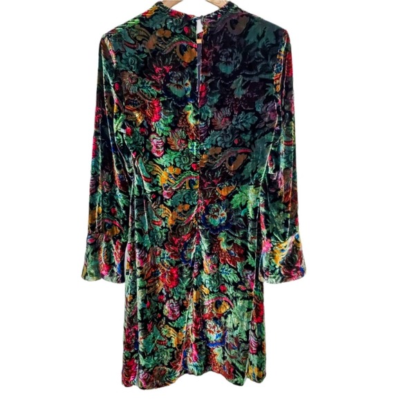 Sandro Paris Mini Dress Long Sleeve Floral Velvet Fall Retro Boho Cocktail 2 - Picture 6 of 9